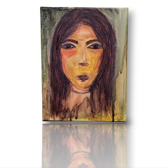 Original Watercolor Portrait "Norah the Fae" Painting on Canvas, 9x12 - Picture 2 of 2